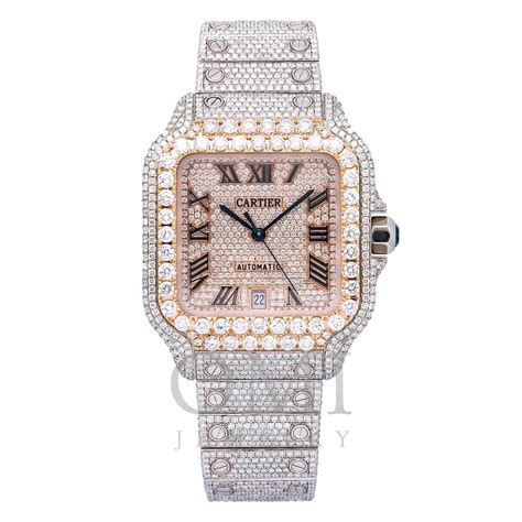 rose gold diamond cartier watch|cartier diamond encrusted watch.